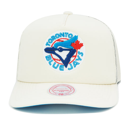 Toronto Blue Jays Cooperstown Off White Mitchell & Ness Evergreen Trucker Snapback
