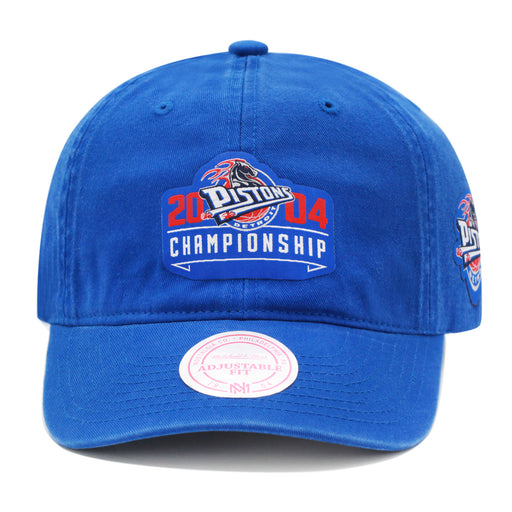 Detroit Pistons Mitchell & Ness Curved Brim 2004 Championship Strapback Dad Hat Royal