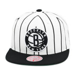 Brooklyn Nets White Mitchell & Ness NBA Retro Pinstripe Snapback Hat