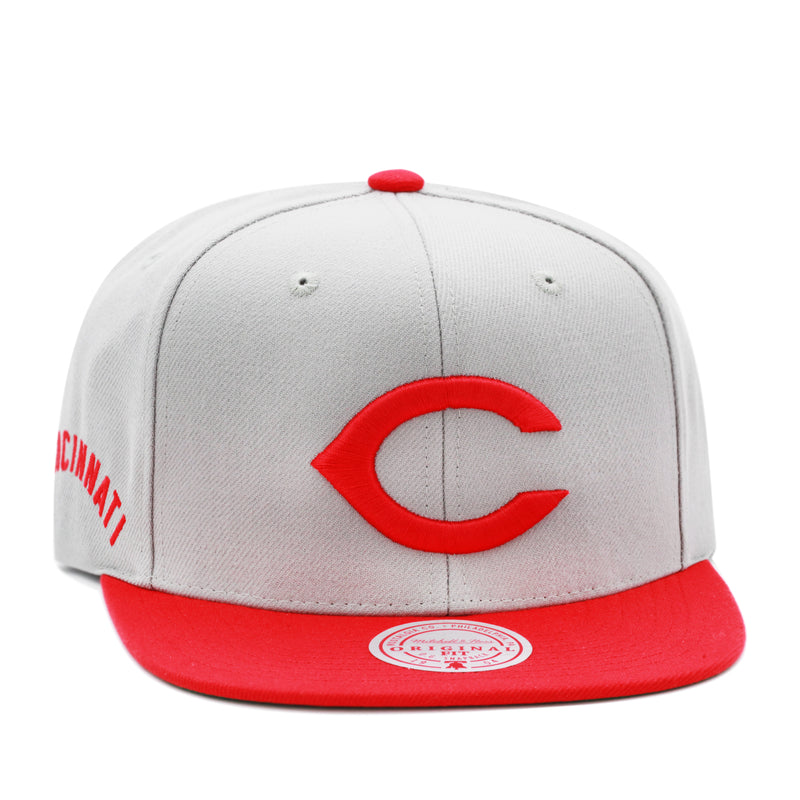 Cincinnati Reds Grey Mitchell & Ness MLB Away Cooperstown Snapback Hat