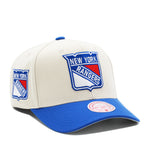 New York Rangers Off White Mitchell & Ness Precurved Snapback Hat