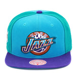 Utah Jazz Mitchell & Ness Hardwood Classics NBA On The Block Snapback Hat Blue/Purple/Teal