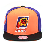 Phoenix Suns Mitchell & Ness Hardwood Classics NBA On The Block Snapback Hat Orange/Black/Purple