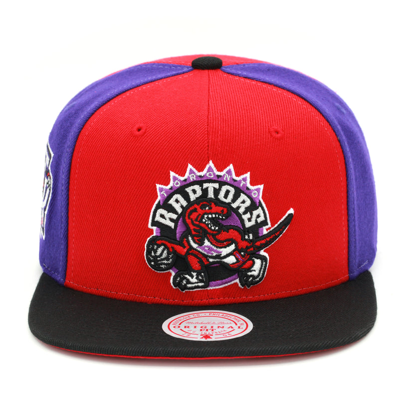 Toronto Raptors Mitchell & Ness Hardwood Classics NBA On The Block Snapback Hat Red/Black/Purple