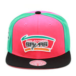 San Antonio Spurs Mitchell & Ness Hardwood Classics NBA On The Block Snapback Hat Pink/Black/Teal