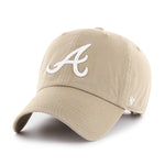 Atlanta Braves Khaki White 47 Brand Clean Up Dad Hat