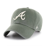 Atlanta Braves Moss Green White 47 Brand Clean Up Dad Hat