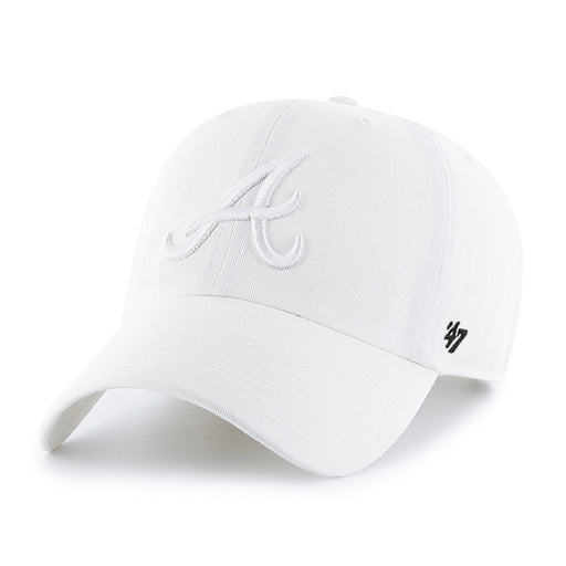 Atlanta Braves 47 Brand Clean Up Dad Hat White on White