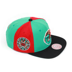 Vancouver Grizzlies Mitchell & Ness Hardwood Classics NBA On The Block Snapback Hat Teal/Black/Red