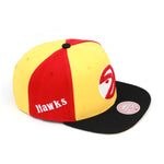 Atlanta Hawks Mitchell & Ness Hardwood Classics NBA On The Block Snapback Hat Yellow/Black/Red