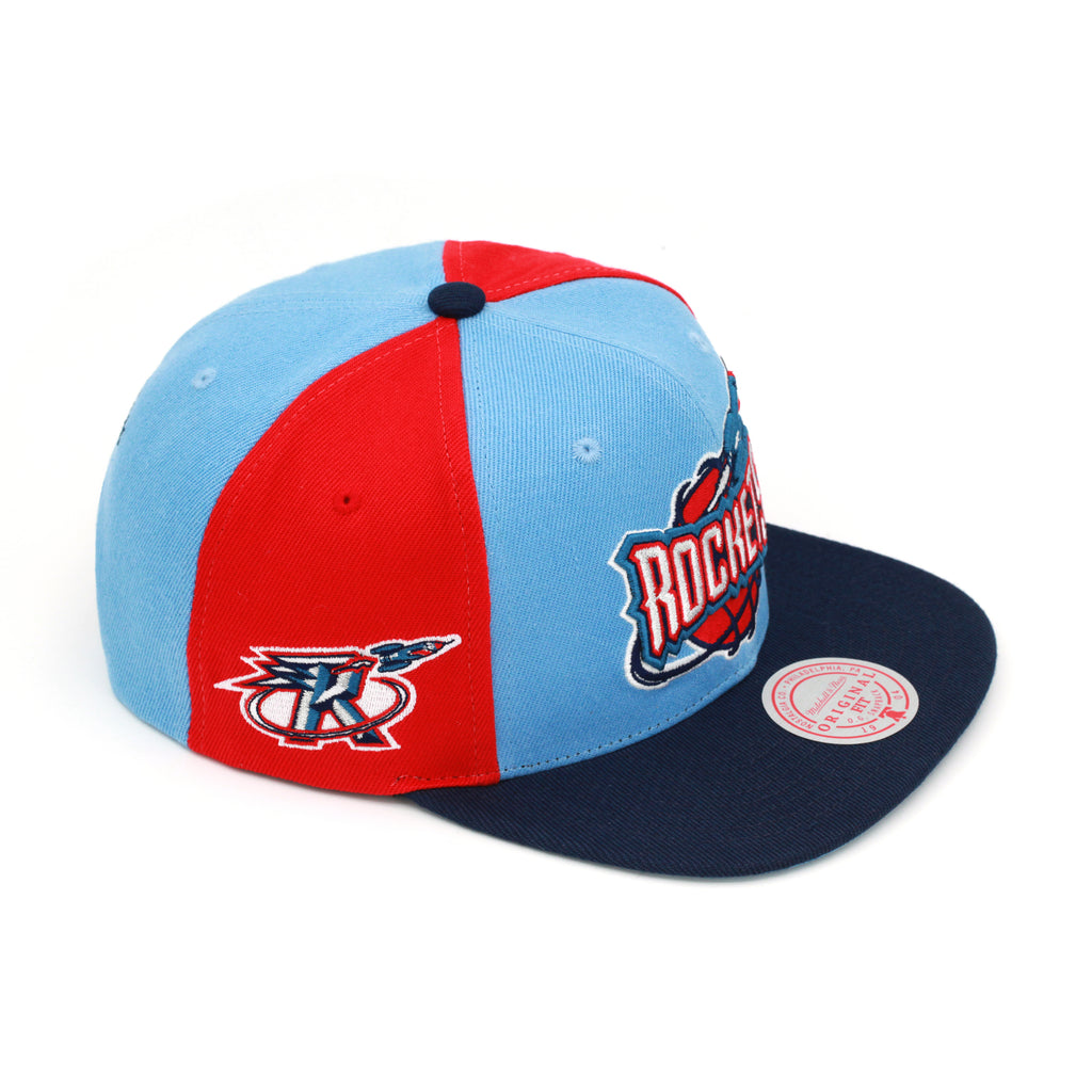 Houston Rockets Mitchell & Ness Hardwood Classics NBA On The Block Snapback Hat Light Blue/Navy/Red