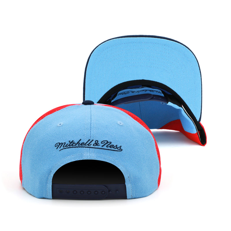 Houston Rockets Mitchell & Ness Hardwood Classics NBA On The Block Snapback Hat Light Blue/Navy/Red