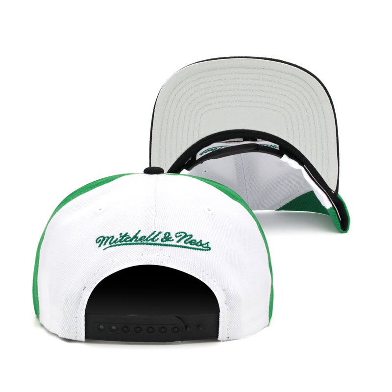 Boston Celtics Mitchell & Ness NBA On The Block Snapback Hat White/Black/Green