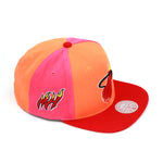 Miami Heat Mitchell & Ness Hardwood Classics NBA On The Block Snapback Hat Orange/Red/Pink