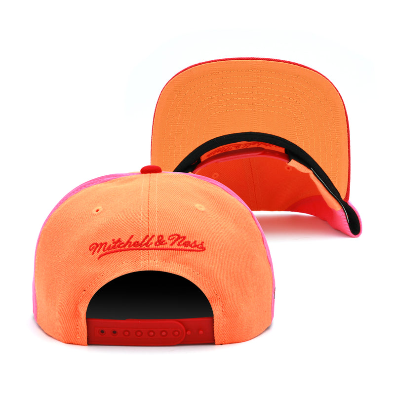 Miami Heat Mitchell & Ness Hardwood Classics NBA On The Block Snapback Hat Orange/Red/Pink