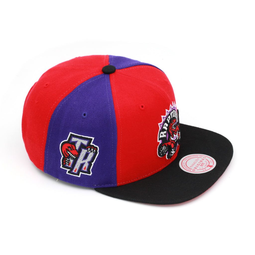 Toronto Raptors Mitchell & Ness Hardwood Classics NBA On The Block Snapback Hat Red/Black/Purple