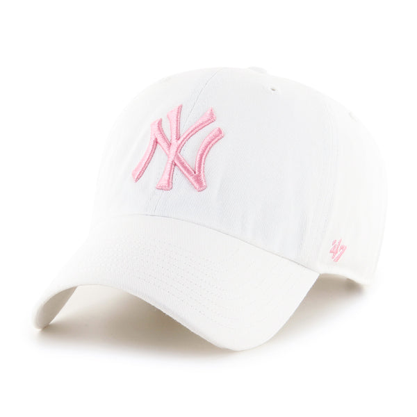 New York Yankees White Pink 47 Brand Clean Up Dad Hat