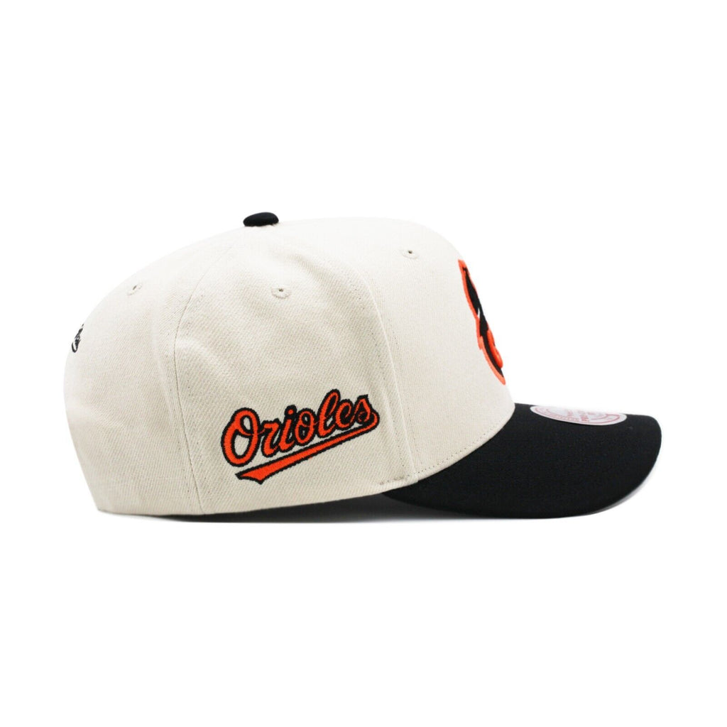 Baltimore Orioles Off White Mitchell & Ness Precurved Snapback Hat