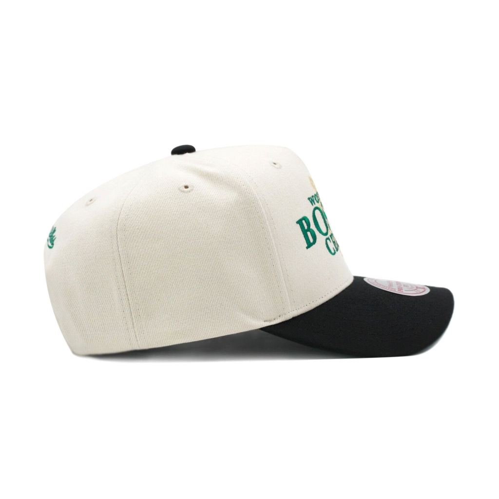 Boston Celtics Off White Mitchell & Ness World Famous Pro Snapback Hat