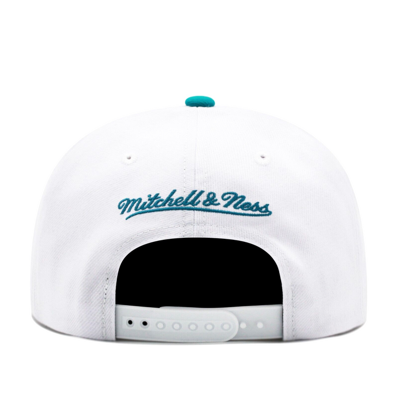 Detroit Pistons White Mitchell & Ness 2 Tone Precurved Snapback Hat
