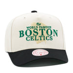 Boston Celtics Off White Mitchell & Ness World Famous Pro Snapback Hat