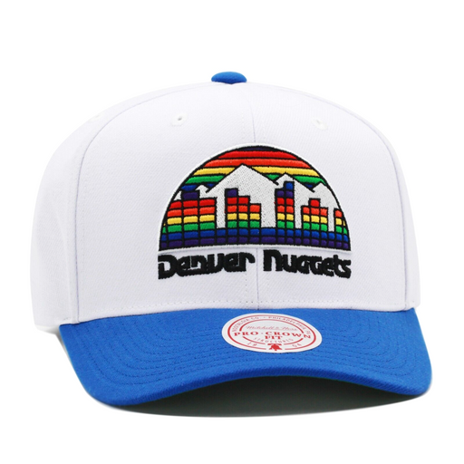 Denver Nuggets White Mitchell & Ness 2 Tone Precurved Snapback Hat