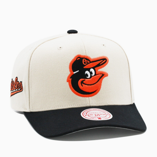 Baltimore Orioles Off White Mitchell & Ness Precurved Snapback Hat