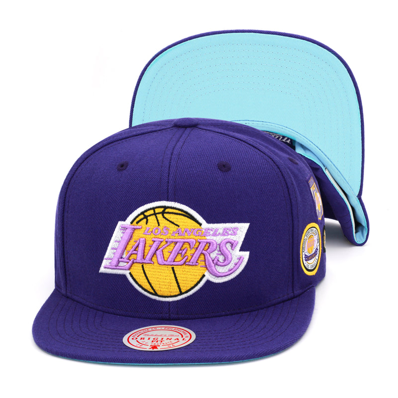 Los Angeles Lakers Pastel Blue Bottom Mitchell & Ness Snapback Hat Purple