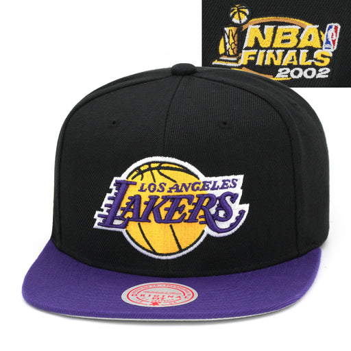 Los Angeles Lakers Mitchell & Ness Snapback Hat Black/Purple/NBA Finals 2002