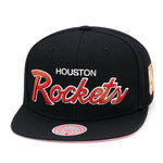 Houston Rockets Pastel Pink Bottom Mitchell & Ness Snapback Hat Black