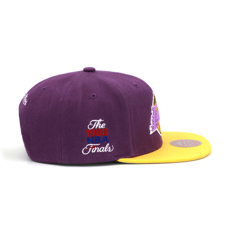 Los Angeles Lakers Mitchell & Ness Snapback Hat Purple/Yellow/NBA Finals 1988