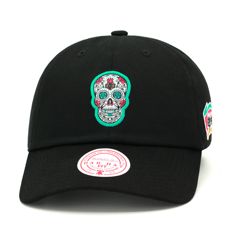 San Antonio Spurs Mitchell & Ness Dad Hat Black/Fiesta Skull