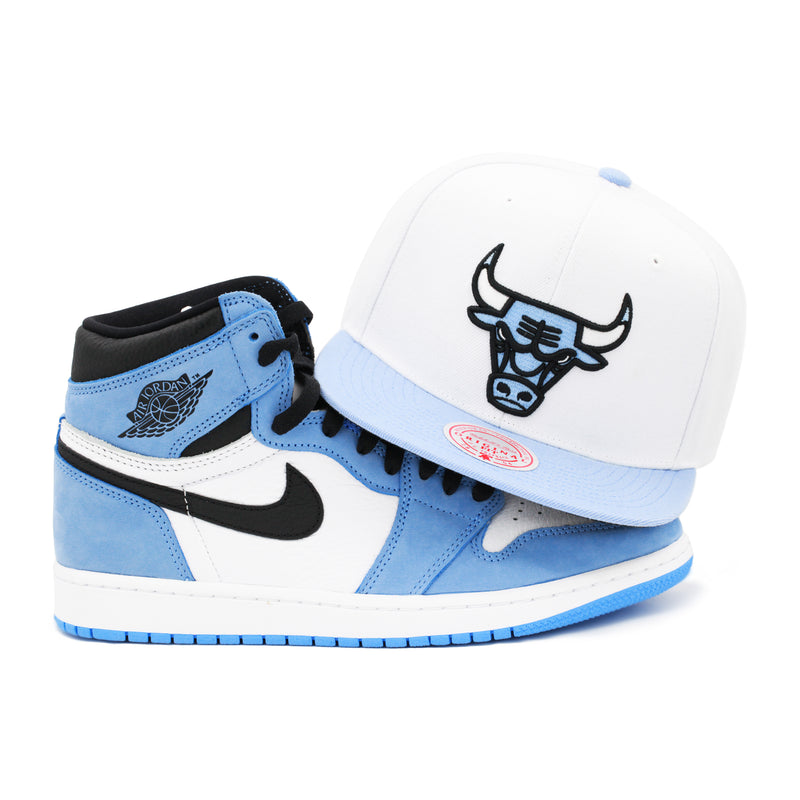 Chicago Bulls White Mitchell & Ness Snapback Hat Jordan 11 Retro High University Blue