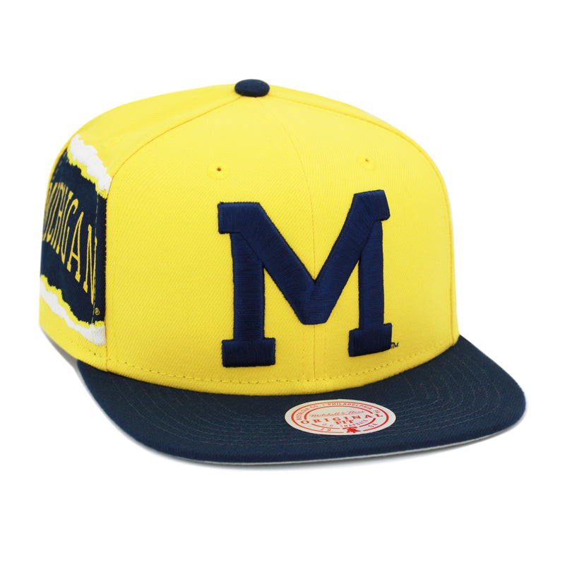 Michigan Wolverines Mitchell & Ness Jumbotron Snapback Hat Yellow/Nvay