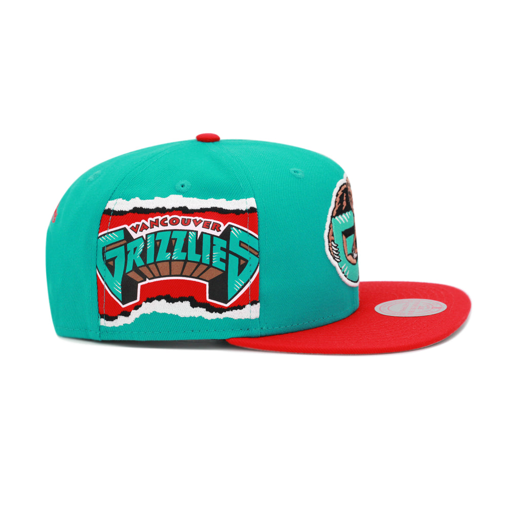Mitchell & Ness Vancouver Grizzlies Team Basketball Big Face Snapback Hat  Cap - Sand/Teal