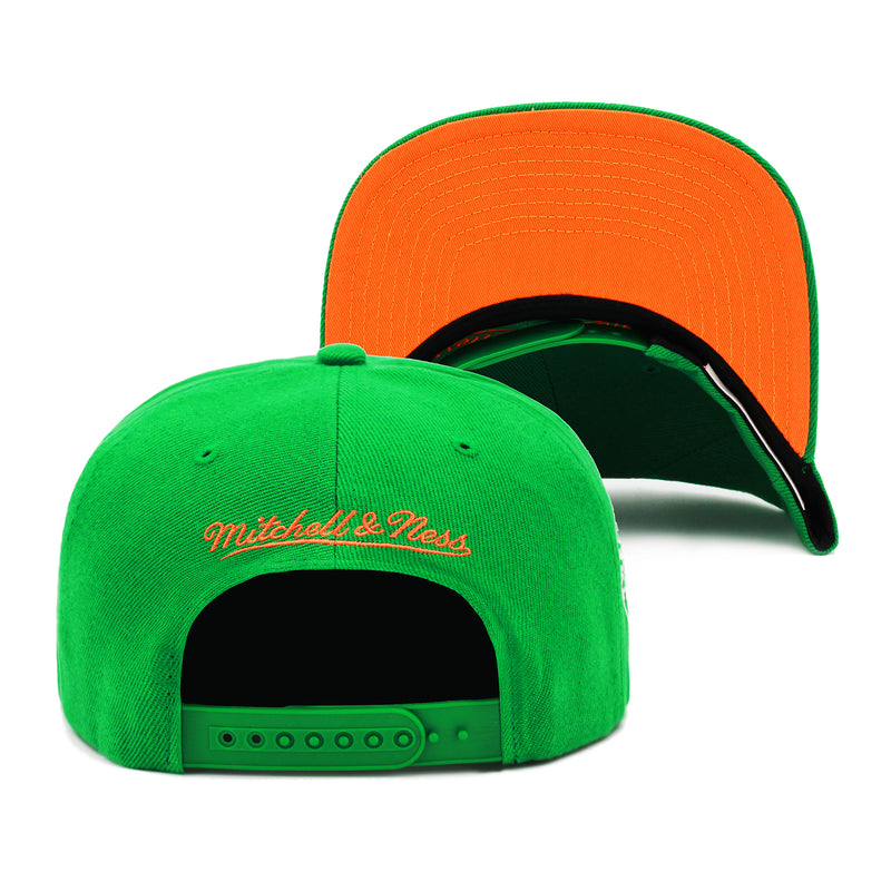Miami Heat Mitchell & Ness Snapback Hat Green/Orange
