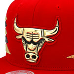 Chicago Bulls Mitchell & Ness Snapback Hat Red/Gold/Black/Diamond Side