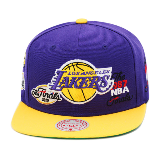 Los Angeles Lakers Mitchell & Ness Patched Up Snapback Hat Purple/Yellow