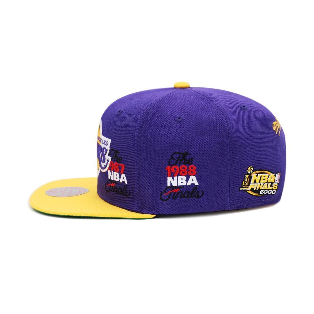 Los Angeles Lakers Mitchell & Ness Patched Up Snapback Hat Purple/Yellow