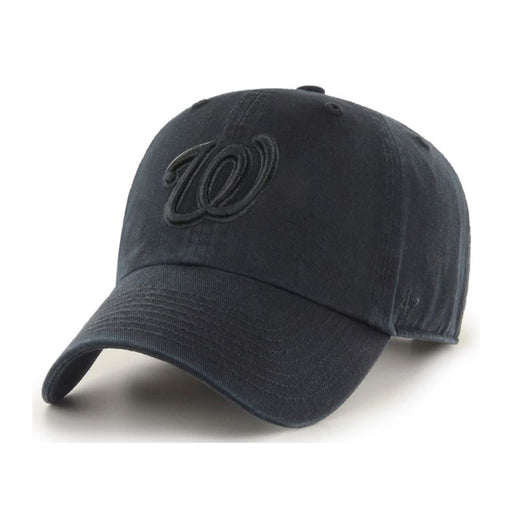 Washington Nationals 47 Brand Clean Up Dad Hat Black on Black