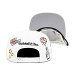 Miami Heat White Mitchell & Ness Hand Drawn Snapback Hat