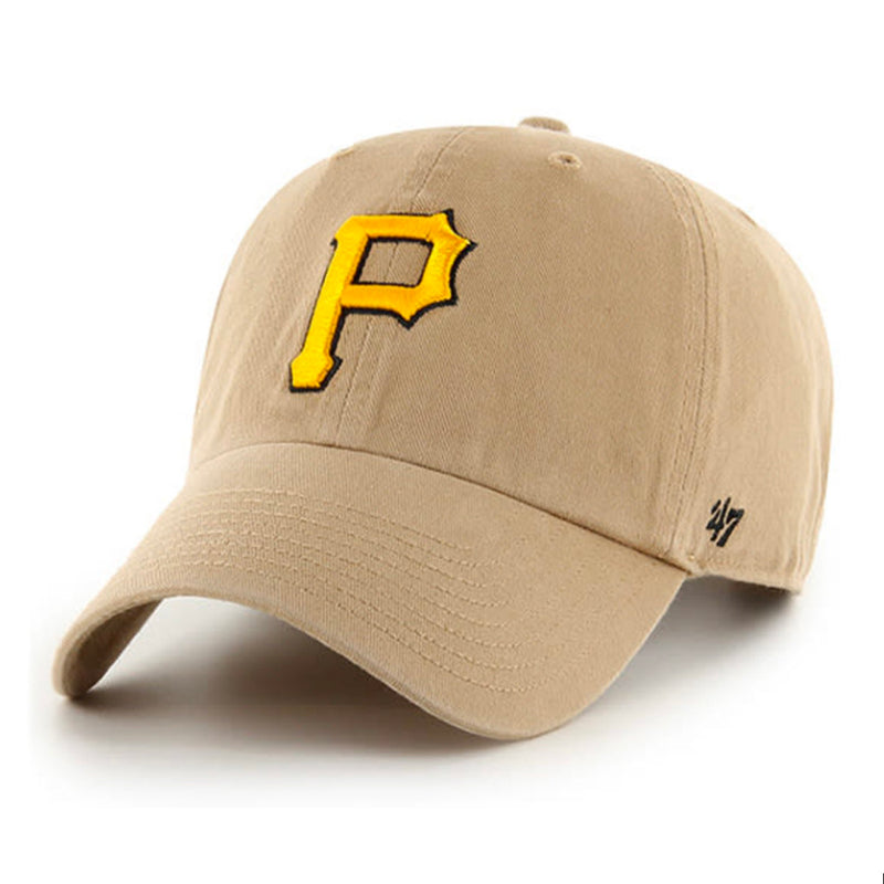 Pittsburgh Pirates 47 Brand Clean Up Dad Hat Khaki/Yellow