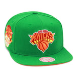 New York Knicks Mitchell & Ness Snapback Hat Green/Orange