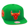 Chicago Bulls Mitchell & Ness Snapback Hat Green/Orange