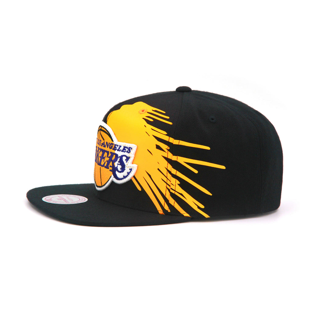 Los Angeles Lakers Mitchell & Ness Snapback Hat "Splatter" Black/Yellow