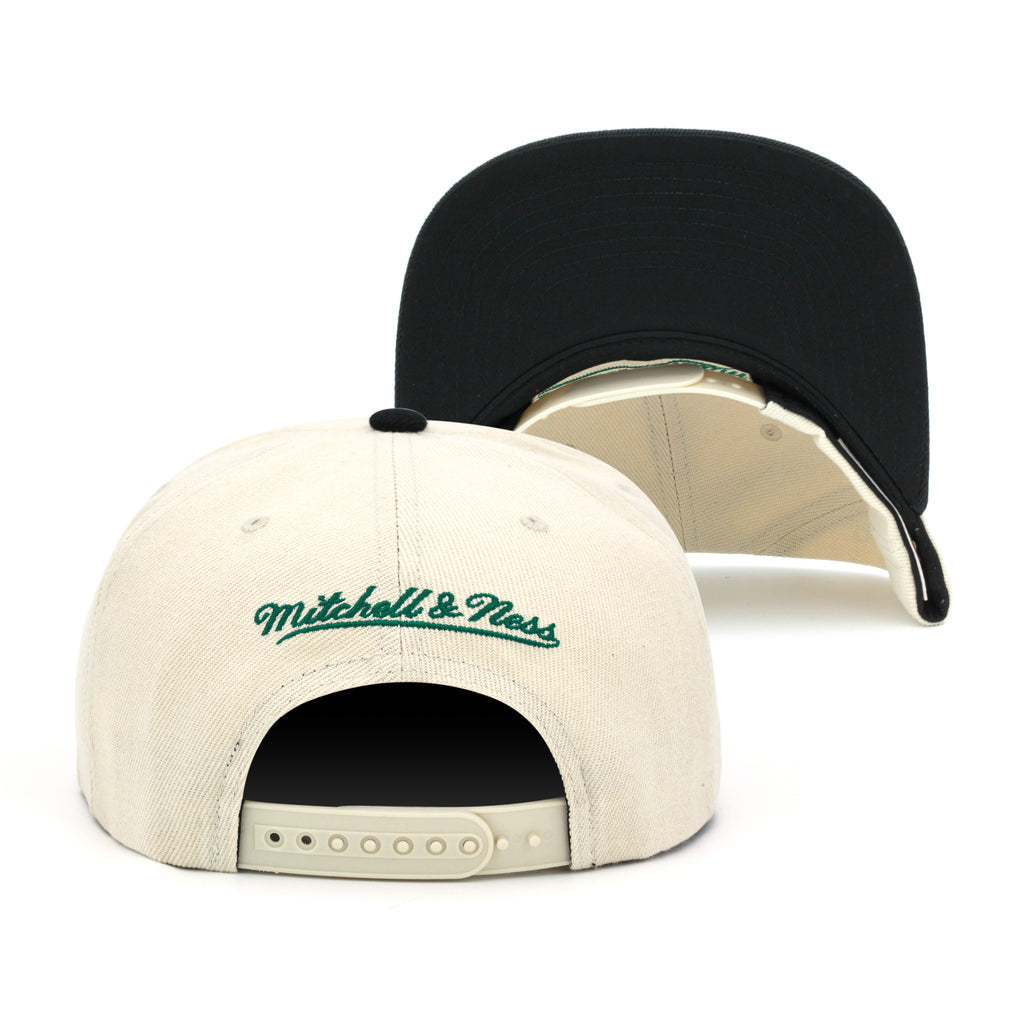 Boston Celtics Cream Black Mitchell & Ness Snapback Hat