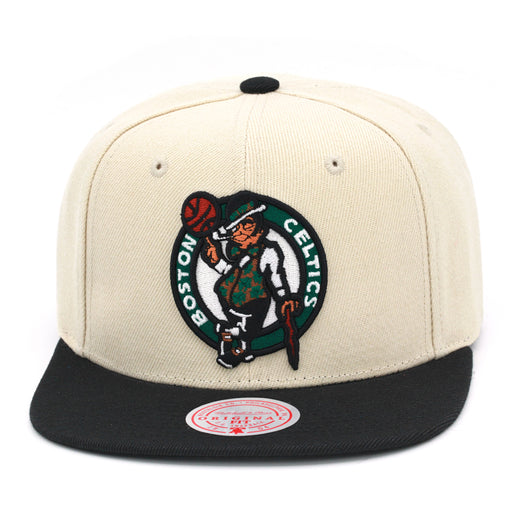 Boston Celtics Cream Black Mitchell & Ness Snapback Hat