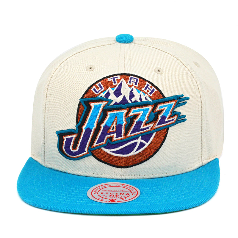 Utah Jazz Mitchell & Ness Snapback Hat Natural/XL Logo