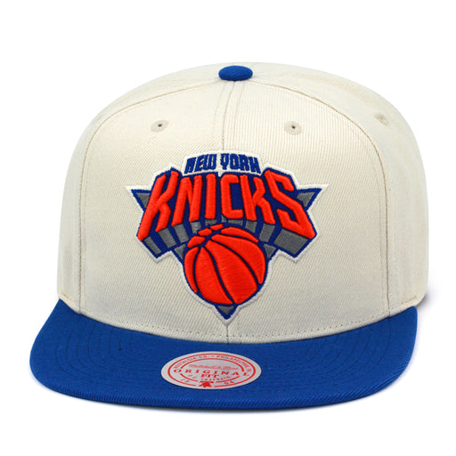 New York Knicks Mitchell & Ness Snapback Hat Natural/Royal/XL Logo