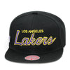 Los Angeles Lakers Mitchell & Ness Snapback Hat Black/Script